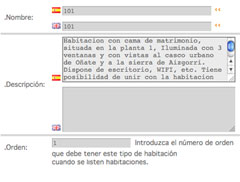 descripción detallada de habitaciones o productos