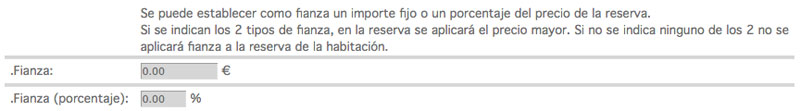 fianza en importe fijo o porcentaje