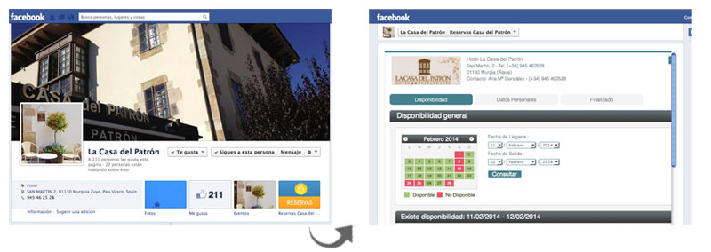 Motor de reservas online integrado en Facebook reservadealojamientos.com