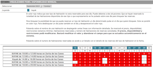 panel booking para productos y servicios